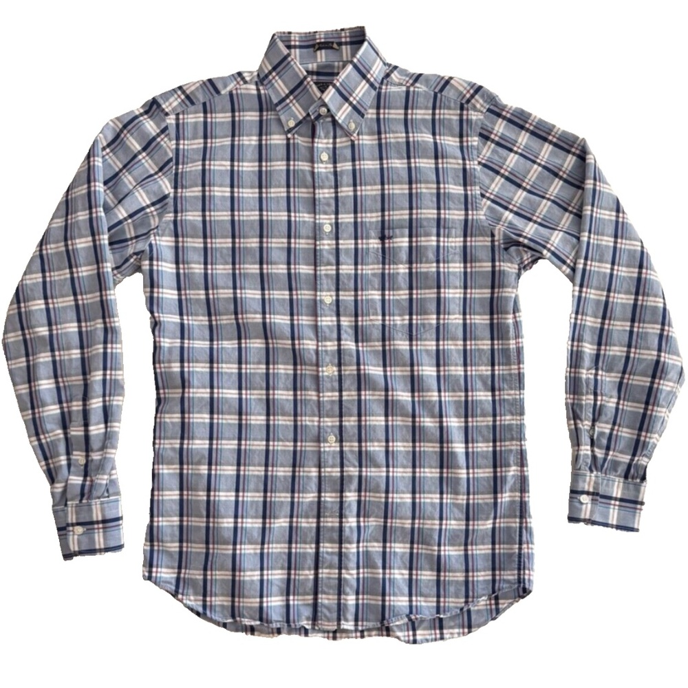 Paul & Shark Men's M Button Down Long Sleeve Blue Red White Check Cotton Italy